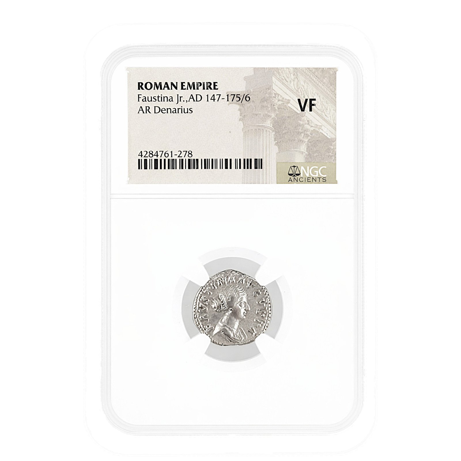 Faustina JR Silver Antoninianus NGC Certified Slab(VF)